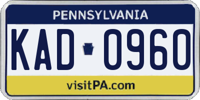 PA license plate KAD0960