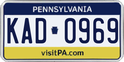 PA license plate KAD0969