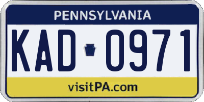 PA license plate KAD0971