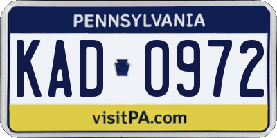 PA license plate KAD0972