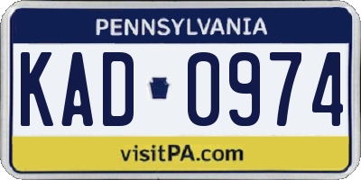 PA license plate KAD0974