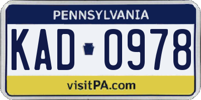 PA license plate KAD0978