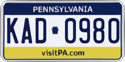 PA license plate KAD0980
