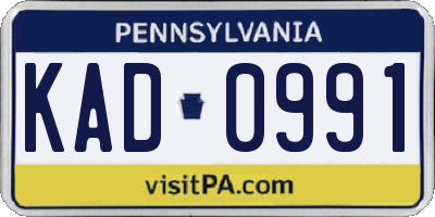 PA license plate KAD0991