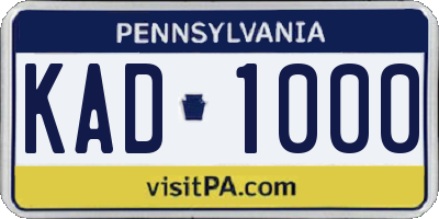 PA license plate KAD1000
