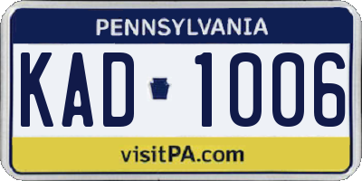 PA license plate KAD1006