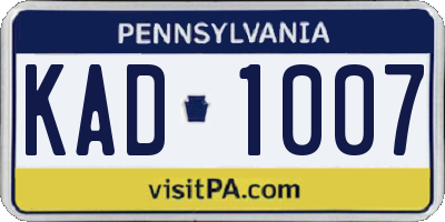 PA license plate KAD1007