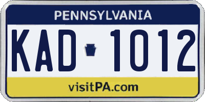 PA license plate KAD1012