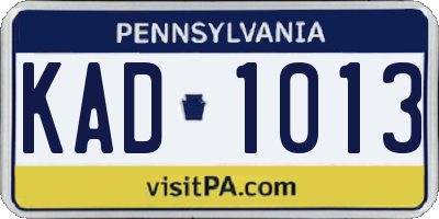 PA license plate KAD1013