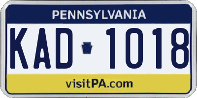 PA license plate KAD1018