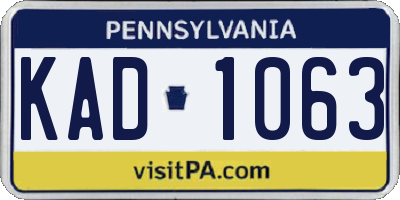 PA license plate KAD1063