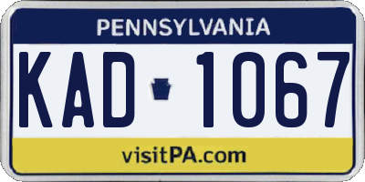 PA license plate KAD1067