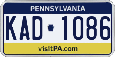 PA license plate KAD1086
