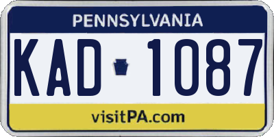 PA license plate KAD1087