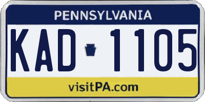 PA license plate KAD1105