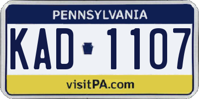 PA license plate KAD1107
