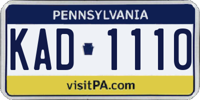 PA license plate KAD1110