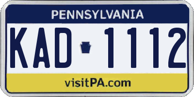 PA license plate KAD1112