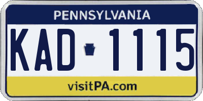PA license plate KAD1115