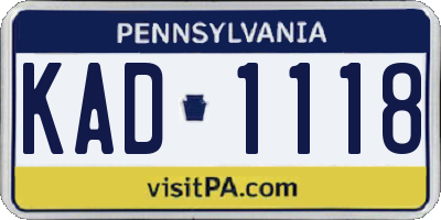 PA license plate KAD1118