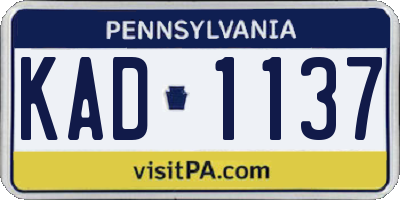PA license plate KAD1137