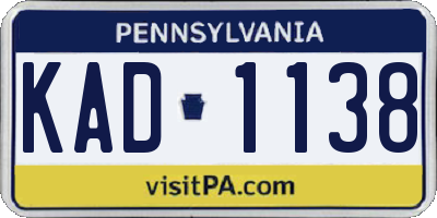 PA license plate KAD1138