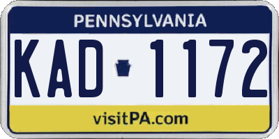 PA license plate KAD1172
