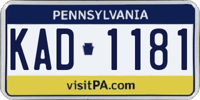 PA license plate KAD1181
