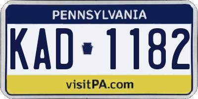 PA license plate KAD1182