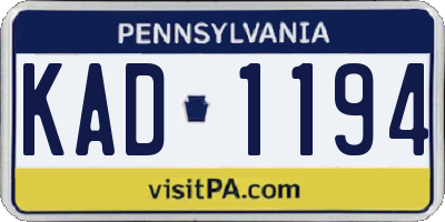PA license plate KAD1194