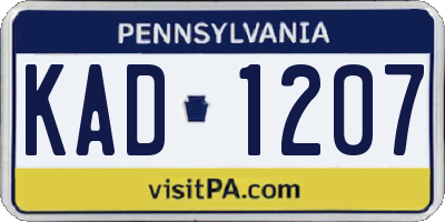 PA license plate KAD1207