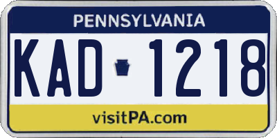 PA license plate KAD1218