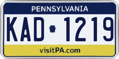PA license plate KAD1219