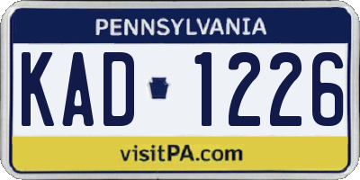 PA license plate KAD1226