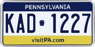 PA license plate KAD1227