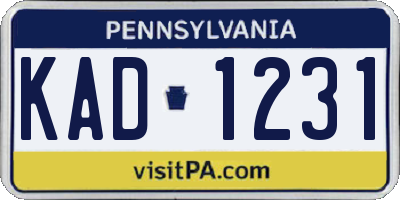PA license plate KAD1231
