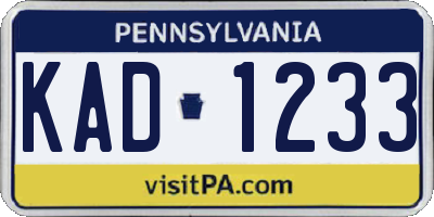 PA license plate KAD1233