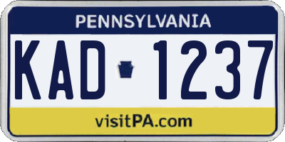 PA license plate KAD1237