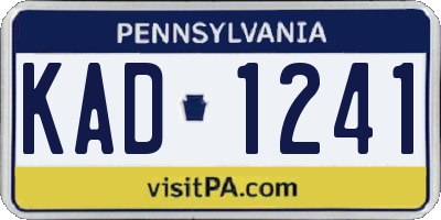 PA license plate KAD1241