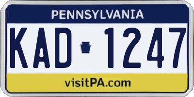 PA license plate KAD1247