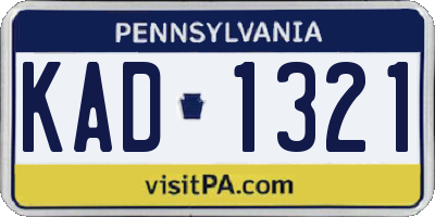 PA license plate KAD1321