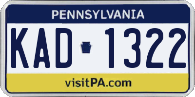 PA license plate KAD1322