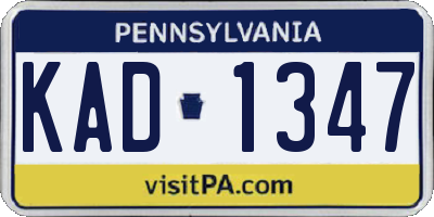 PA license plate KAD1347