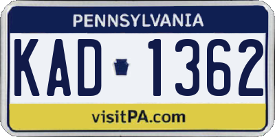 PA license plate KAD1362