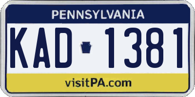 PA license plate KAD1381