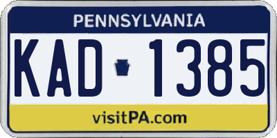 PA license plate KAD1385
