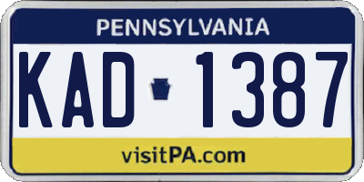 PA license plate KAD1387