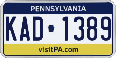 PA license plate KAD1389