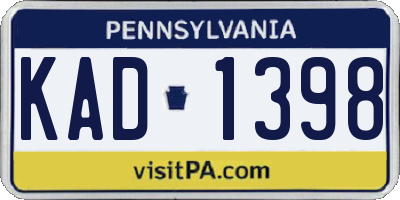 PA license plate KAD1398