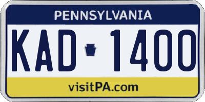 PA license plate KAD1400